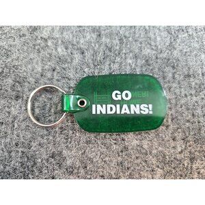 Vintage Go Indians Keychain Green Rubber BP Local  Baseball Cleveland